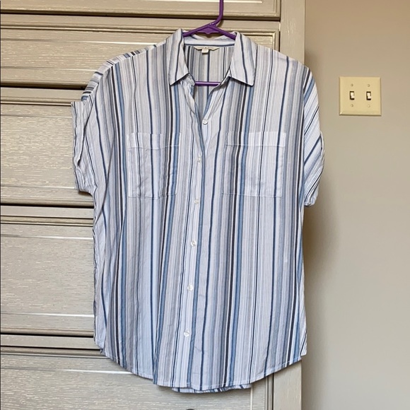 Lucky Brand Blue Stripe Button Down Top - Picture 1 of 2